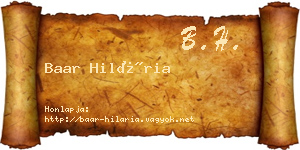 Baar Hilária névjegykártya